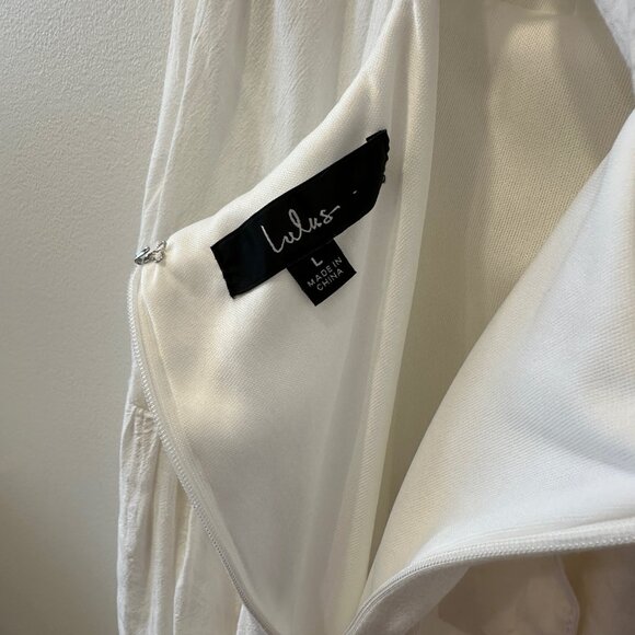 Lulus Favorite Cutie White Linen Lace-Up Midi Dress With Pockets Size Large - Picture 4 of 6